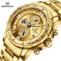 Miniatyrbild 3 av 6: NAVIFORCE Temperament Herr Lyx Mode Design Guld Herr Klockor Multifunktion Luminous Quartz Armbandsur för män Relogio Masculino GBE-BOX