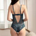 Miniatyrbild 3 av 6: Sexig Spets Body Underkläder Dam Transparent Tull Ett stycke Push Up BH Strings Set Slim Fit Hollow Out Underkläder för kvinnor White