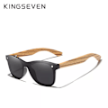 Miniatyrbild 1 av 6: KINGSEVEN 2021 Polarized Square Solglasögon Herr Dam Zebra Träram Spegel Flatlins Körning UV400 Glasögon black Zebra wood With Wood Case