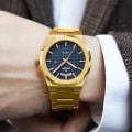 Miniatyrbild 2 av 6: Ny åttkantig design Quartz Armbandsur Herr Klänning i gyllene rostfritt stål Watch Datum/vecka Funktioner Lyx dykarklocka Man Silver Blue