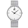Miniatyrbild 1 av 6: Märke Herrklockor Herr Enkelt Ultratunt mesh i rostfritt stål Bälte Quartz Clock Man Business Läder Armbandsur reloj hombre Mesh Silver White