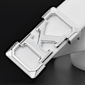 Miniatyrbild 3 av 6: K bokstaven Casual bälte för män Vit modedesigner bälten pojke fritid Koskn midjerem äkta läder metallspänne Midjeband white silver buckle 115CM