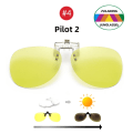 Miniatyrbild 1 av 6: VIVIBEE Night Vision Flip Up Clip on Solglasögon Photochromic Män Gul färgbyte Pilotlins Körning Myopi Glasögonklämmor Pilot 2 With Case