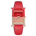 Miniatyrbild 1 av 6: Rektangel Elegant Kvinnor 2022 Modeklockor Diamant Lyx Läder Dam Quartz Watch Kvaliteter Kristallurtavla Kvinnlig klocka Red