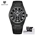 Miniatyrbild 1 av 6: BENYAR Herrklockor Retro Dial Quartz Watch For Herr Lyx 40MM Militärläder Originalklockor Vattentät klocka Reloj Hombre Black