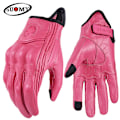 Miniatyrbild 2 av 6: Suomy Motorcykelhandskar i Läder för Kvinnor Sommar Andningsbara Moto Gp Handskar Retro Hel Finger Cykelhandskar Rosa Xs-Xxl Pink M