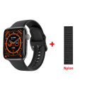 Miniatyrbild 1 av 6: Watch 9 Smart Watch Series 8 Always on Display Blodsocker NFC Smartwatch Herr Dam BT Call Kroppstemperatur För Apple Black nylon