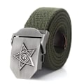 Miniatyrbild 6 av 6: SupSindy Män&Kvinnor Canvasbälten 3D Five Rays Star Army Militär Taktiskt bälte CCCP Patriotiska soldater Man Strap Jeans Midjeband Red 130cm