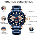 Miniatyrbild 4 av 6: Curren Watch Topp Lyxmärke Big Urtavla Blue Quartz Herrklockor Kronograf Sport Armbandsur Man Rostfritt stål Datumklocka S G W Box