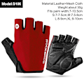 Miniatyrbild 1 av 6: ROCKBROS Half Finger MTB Cykelhandskar Andas landsvägscykelhandskar i nylon Tunna Lätt Slitstark Fingerlös Fitness Vante S106 Red XXL