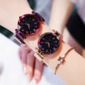 Miniatyrbild 4 av 6: reloj mujer Mode Stjärnhimmel Damklockor Magnet Spänne Mesh Bälte Diamant Quartz Watch Dam Klänning Klocka relogio feminino Blue