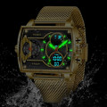 Miniatyrbild 3 av 6: 2023 Toppmärke Lyx Watch Mode Fyrkantig watch Herr Casual Vattentät Dubbel Display Klockor Relogio Masculino+BOX all black
