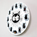 Miniatyrbild 3 av 6: Svart Katt Glädje Stil Väggklocka Kattungar Väggkonst Tyst Klocka Cartoon Katter Barnrum Barnkammare Dekorativ Väggklocka Kattälskare Present White Frame With LED