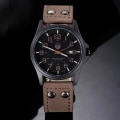 Miniatyrbild 1 av 6: Märke Sport Militärklockor Mode Casual Quartz Watch Läder Analog Herr 2020 Ny SOKI Lyxarmbandsur Relogio Masculino brown