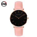 Miniatyrbild 3 av 6: Hannah Martin Casual Quartz Watch Dam Vattentät Läder Armbandsur Svarta Dam Klockor Armband Relogio Feminino HM-CB36-6