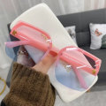 Miniatyrbild 3 av 6: Fashion Square Half Frame INS Style Glasögon Gradual Change Ocean Piece Stora Frame Solglasögon Pink-Pink Blue As shown