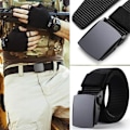 Miniatyrbild 3 av 6: 2022 Ny Canvas Herrbälte Mode Svart Nylon Utomhus Metall Automatiskt Spänne Casual All-match Lyxbälte Hane Army green 110cm