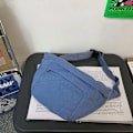 Miniatyrbild 1 av 6: Axelväskor i canvas med stor kapacitet Solid mjuk denim Fritids- eller resväska för kvinnor Mode Fatchels Vinterpaket Blue Large Capacity Bag