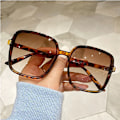 Miniatyrbild 3 av 6: Utomhus UV400 Solglasögon Gradient Fyrkantig dekoration Svart Stor båge Transparent Trend Solglasögon Oversize modeglasögon leopard AS THE PICTURE