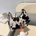 Miniatyrbild 1 av 6: Axelväskor för kvinnor Mode Print Kvinnor Lyxig Handväska PU Läder Enkel underarm Axelväska Handväska Handväska Väska Cow