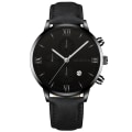 Miniatyrbild 1 av 6: Mode Genève Män Datum Legering Case Syntetiskt Läder Analog Kvarts Watch Man Klocka Toppmärke Lyx Relogio Masculino 03 Black-Black-Black