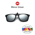 Miniatyrbild 1 av 6: VIVIBEE Flip Up Clip on Solglasögon för män Körning Solglasögon Lättfiske Kvinna Anti-UVA UVB polariserad nattseende lins 8 Mirror Silver without case