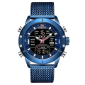 Miniatyrbild 1 av 6: NAVIFORCE Watch Herr Top Lyx Märke Läder Vattentät Quartz Armbandsur Militär Sport Herrklockor Date Relogio Masculino S-Blue