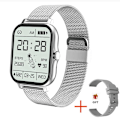 Miniatyrbild 1 av 6: Ny Bluetooth samtal Watch Män Kvinnor Sov Puls Blodtryck Sport Smart Klocka Mode Dam Smartwatch Kvinna Mesh belt silver(.1089)