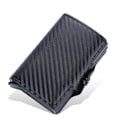 Miniatyrbild 1 av 6: Baellerry Lychee Mönster Herr Korthållare RFID Automatisk Elastiskt Kort Spänne Plånböcker för Herr 2022 Metall Aluminium Box Case Black 1