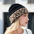 Miniatyrbild 2 av 6: 10 Färger Leopard Beanie Kvinnor Stretch Stickad Virkad Beanies Vintermössor För Kvinnor Varma Dam Messy khaki One Size
