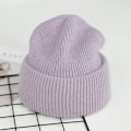 Miniatyrbild 1 av 6: Visrover 9 Färger Unisex Solid Färgade Mössor Vinterhatt För Kvinna Stickad Bonnet Acryl Kvinna Höst Varma Skullies 1-purple