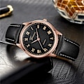 Miniatyrbild 4 av 6: Modernt mode svart kvarts herrklockor Tide Brand Läderband Big Dial Herr Business Clock Relojes Hombre Brown