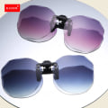 Miniatyrbild 3 av 6: Kvinnor Solglasögon Clip-on polariserade optiska glasögon Clip Diamond Cut Mirror Glasögon Anti-UV Driving Solglasögon Trendigt black Polarized