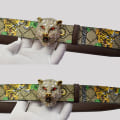 Miniatyrbild 6 av 6: Western Rhinestone Tiger Spänne Tiger Print Läder Män Bälte Mode Jeans Causal Byxor Herr Bälte Retro snake 110cm