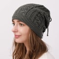 Miniatyrbild 1 av 6: Mode Stretchig Stickad Skullies Beanies Hatt Solid Snood Halsduk Varm Beanie För Kvinnor Höst Vinter Kvinnlig Beanie Mössa New Grey One Size