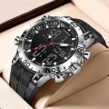 Miniatyrbild 2 av 6: Nya Herrklockor Sport Toppmärke Lyx Dual Display Quartz Watch Herr Militär vattentät klocka Digital elektronisk watch all black