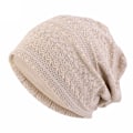 Miniatyrbild 1 av 6: Vintermössor för Kvinnor Män Spets Rhinestone Andningsbar Turbanhatt Vindtät Varm Mössa Kvinnlig Beanie Hip Hop Ben Gorro Hästsvanshatt Beige