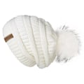 Miniatyrbild 1 av 6: Talk Höst- & Vintermössa för Kvinnor Stickad Pompommössa Slouchy Beanie Skullies för Kvinnor Svart Röd Gul Bonnet Cap White