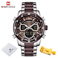 Miniatyrbild 1 av 6: NAVIFORCE Mode Herrklockor Lyxiga Original Kvarts Digital Analog Watch för män Vattentät klocka i rostfritt stål SCE