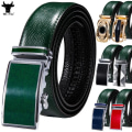 Miniatyrbild 2 av 6: Högkvalitativt grönt äkta läder Herrbälten Lot Styles Automatiska spännen för klänning Jeans Kostym Herr Midjeband Bälte Bröllopspresent 2202DMI(.869) 130cm(.869)