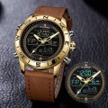 Miniatyrbild 3 av 5: Lyxmärke Herr NAVIFORCE 9144 Army Military Watch Digital Läder Sport vattentäta Klockor Kvarts Herrklocka Relogio Masculino BYDBN
