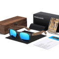Miniatyrbild 1 av 6: GM Märke Valnöt Trä Polariserad Solglasögon Herr Fyrkantig Båge Solglasögon Dam Solglasögon Man Oculos de sol Masculino S7061h Blue Square Box Black
