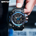 Miniatyrbild 4 av 6: Mode SANDA Toppmärke G-stil Ny Lyx Sport Män Watch Casual Militärklockor Män Vattentäta manliga klockor black gold 3132