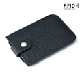 Miniatyrbild 1 av 6: Smal korthållare i äkta läder Snabb åtkomst dragflik RFID-foder Mjuk kohud Män Kvinnor Bärbar cover. Black
