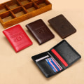 Miniatyrbild 3 av 6: Passhållare RFID-blockerande äkta läder på cover för passväska Multifunktionell reseflygbiljett Läderfodral Case Red