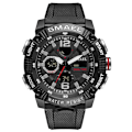 Miniatyrbild 1 av 6: SMAEL Dual Time LED Display Digital watch för män Vattentät Simning Quartz Sportklockor Auto Date Alarm Clock Armbandsur 8039 Black