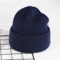 Miniatyrbild 1 av 6: Visrover 9 Färger Unisex Solid Färgade Mössor Vinterhatt För Kvinna Stickad Bonnet Acryl Kvinna Höst Varma Skullies 1-navy