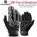 Miniatyrbild 2 av 6: ROCKBROS Cykelhandskar Thermal Höst Vinterhandskar Vindtäta SBR Touch Screen Cykelhandskar Fullfinger Stötsäkra Sporthandskar S169-1BGR M
