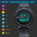 Miniatyrbild 6 av 6: YIKAZE Män Sport LED-klockor Toppmärke Män Digital Klocka Multifunktionell Gummi Man Fitnes Atlet Tidtagning Elektronisk watch A-Army-green