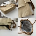 Miniatyrbild 4 av 6: Hylhexyr Dam Retro Stora Väskor Bomulls Canvas Axelväska Mode Crossbody Handväska Dragkedja Casual Tote Multi Pocket Gray